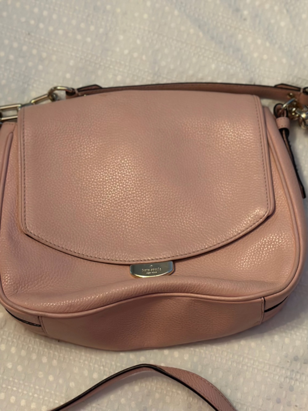 kate spade Blush Pink Pebbled Leather Crossbody with Gold Hardware